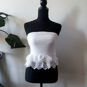 White Peplum Crop Top